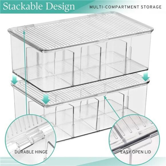 Sorbus Tea Bag Organizer Bins with Lids Clear Plastic Pantry Storage Containers - Picture 6 of 8